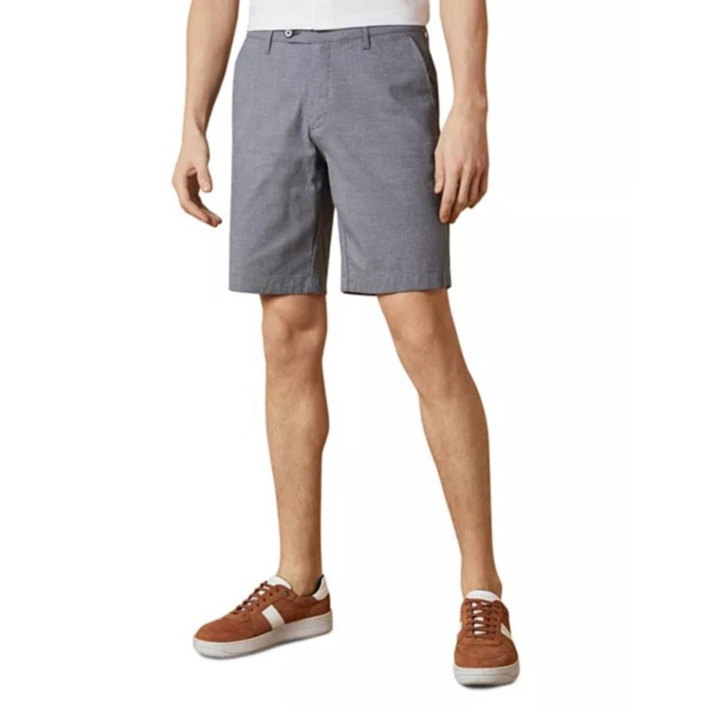 Ted Baker London Stretch Flat Front Cotton‎ Blue Chino Shorts Mens Size30 R